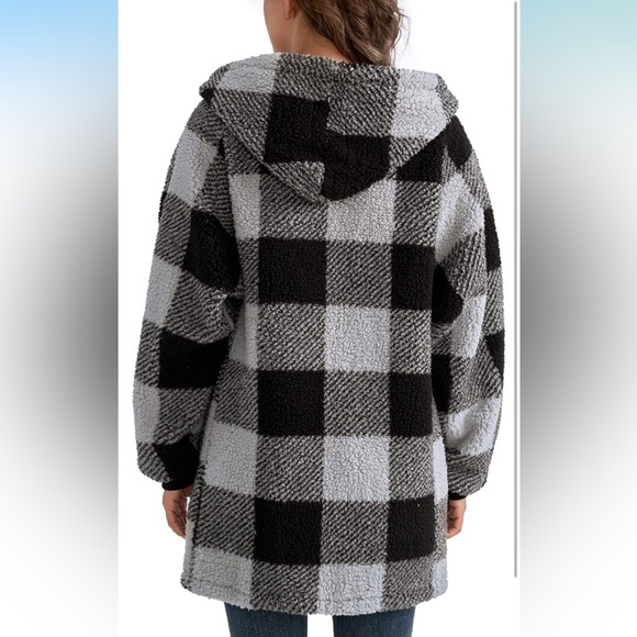 Womens Oversized Sherpa Jacket Fuzzy Fleece Jackets Zip Up Outerwear - Picture 3 of 10